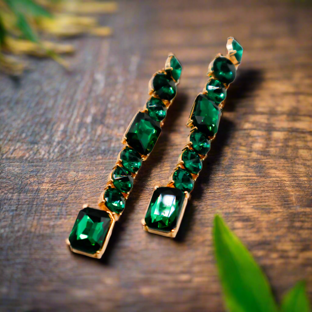 Emerald Cascade Earrings – Luxury Green Statement Earrings