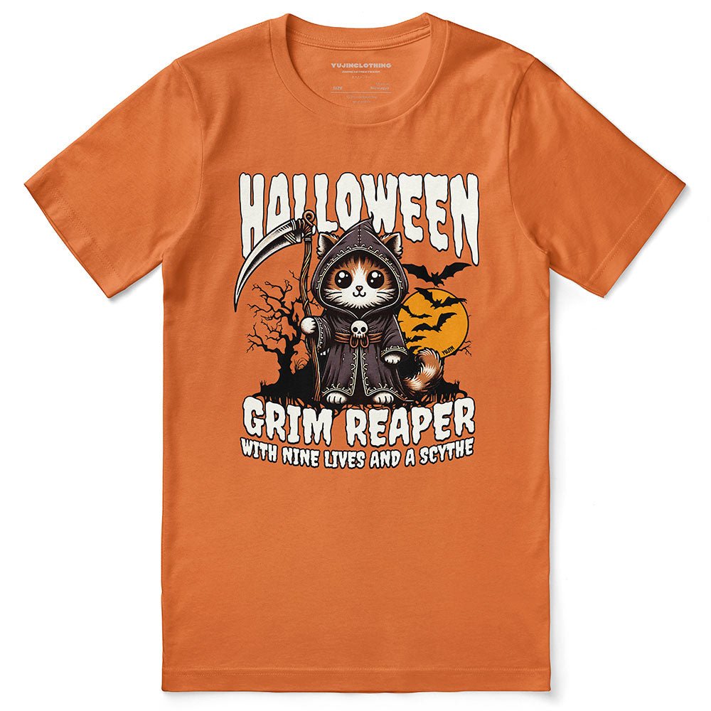 Grim Reaper Halloween Cat T-Shirt - Lolomo!