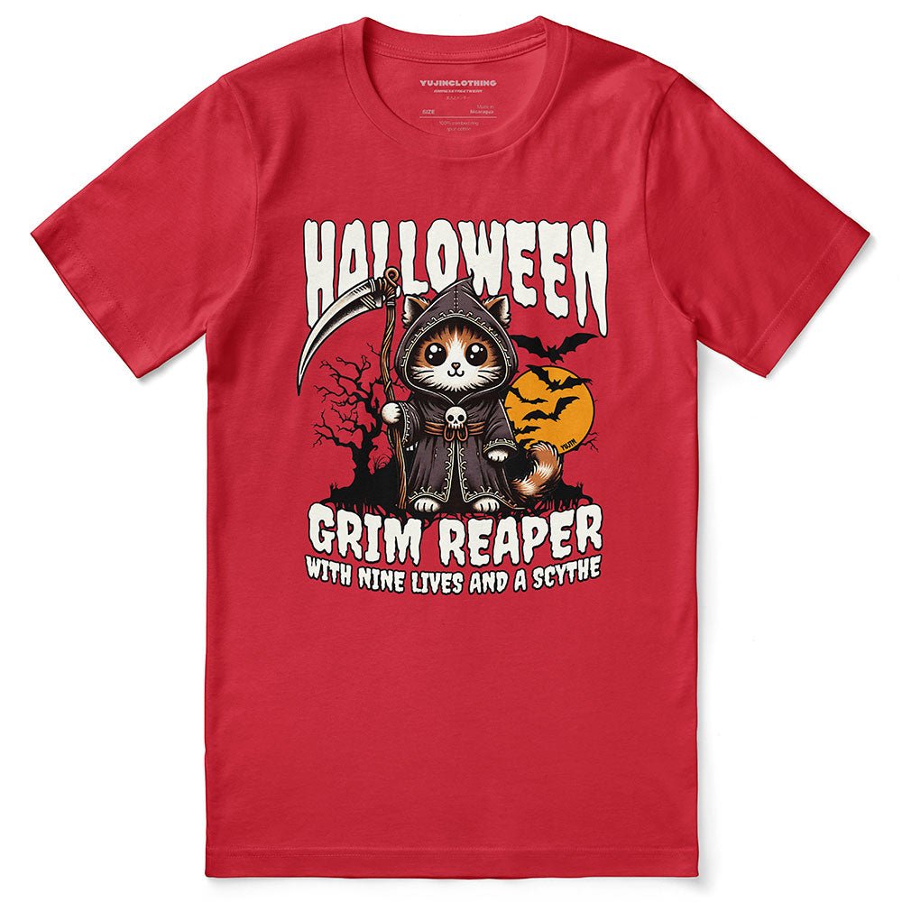 Grim Reaper Halloween Cat T-Shirt - Lolomo!