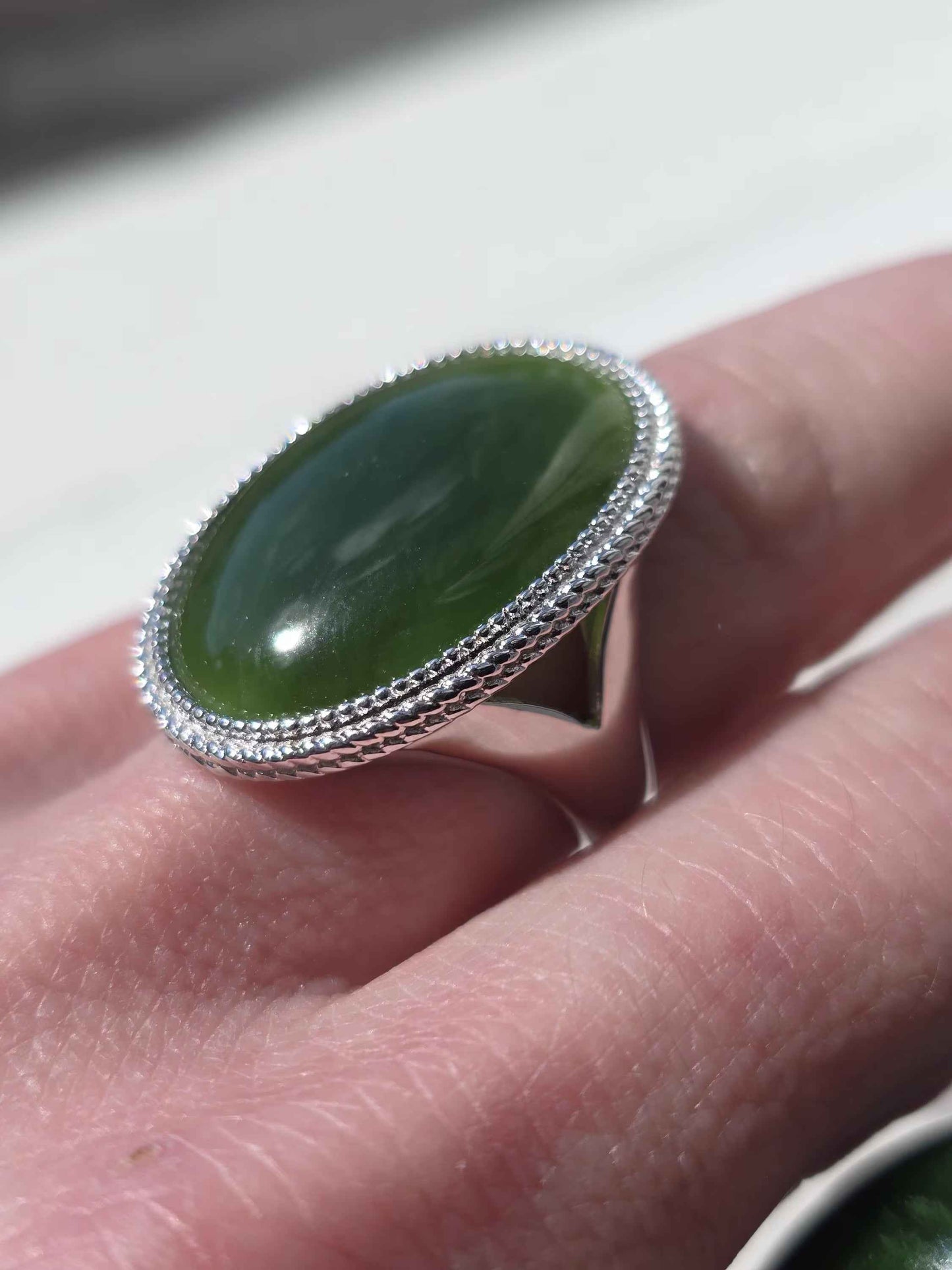 Canadian Jade Silver Ring - 1062