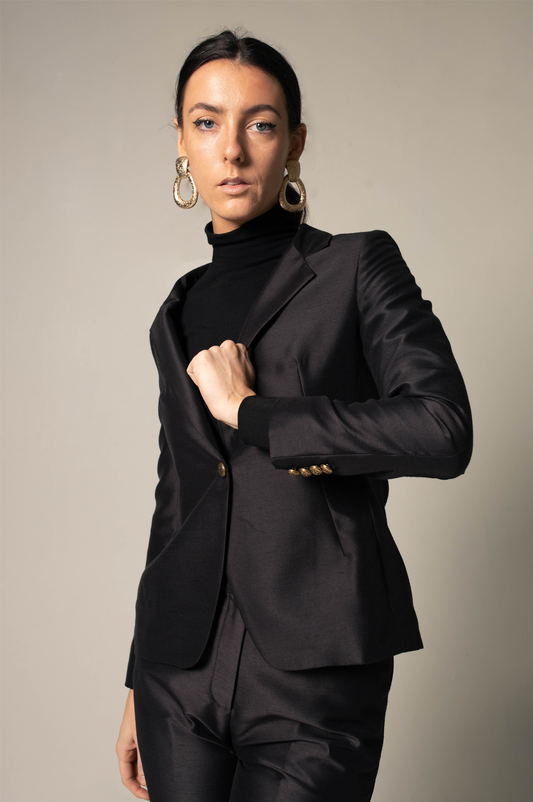 Womens Black Blazer Suit – Elegant Tailored Office Suit - Lolomo!