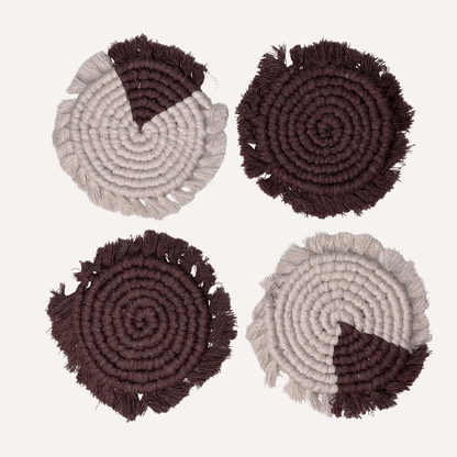 Handmade Macrame Coasters | Set of 4 Boho Drink Mats - Lolomo!
