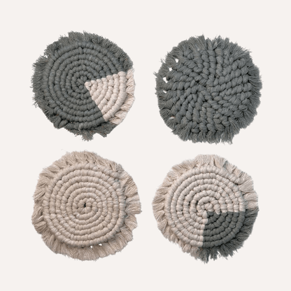 Handmade Macrame Coasters | Set of 4 Boho Drink Mats - Lolomo!