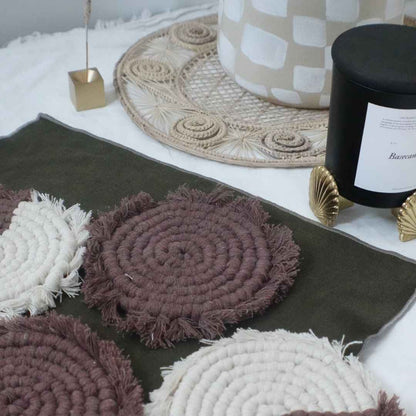 Handmade Macrame Coasters | Set of 4 Boho Drink Mats