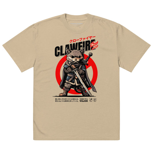 T-shirt surdimensionné à imprimé chat délavé Clawfire