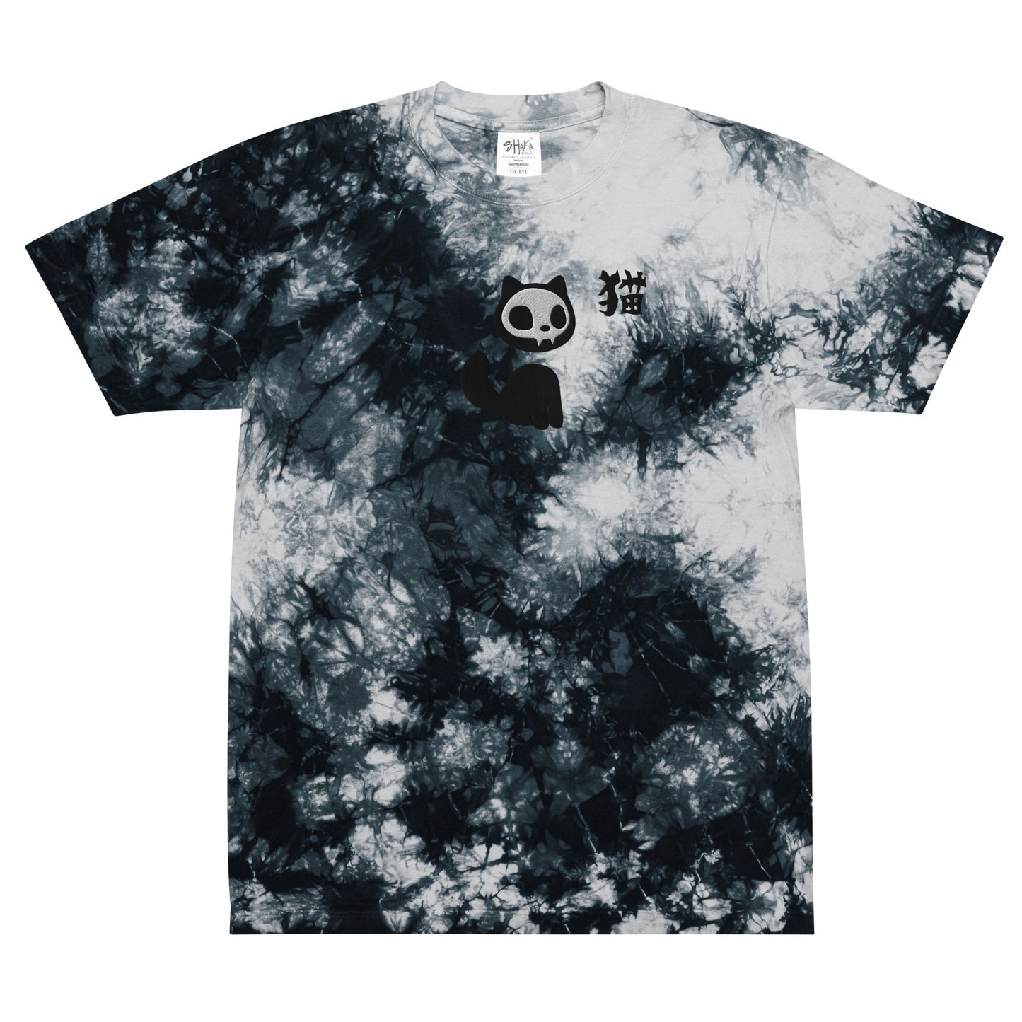 T-shirt tie-dye motif tête de mort et chat