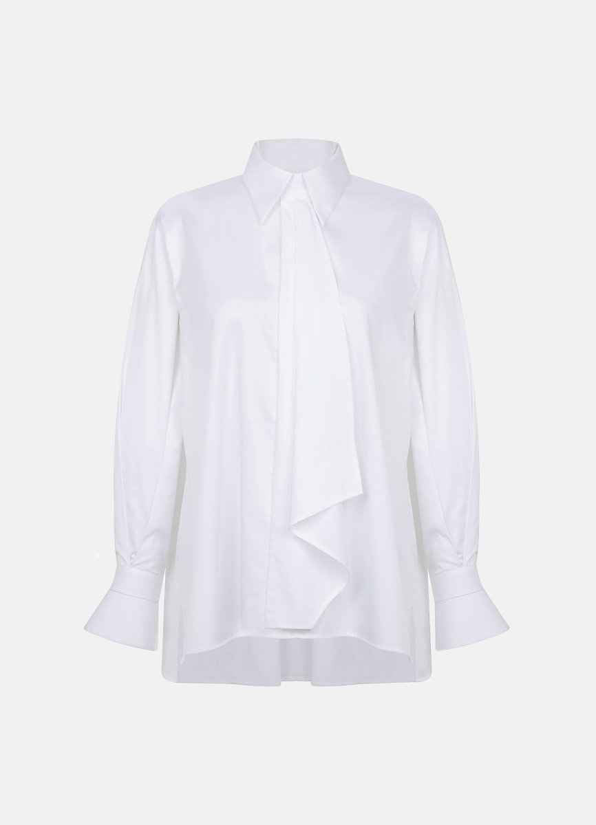 Quinta Tie Detail White Organic Cotton Shirt