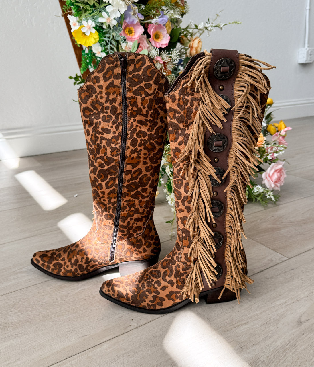 Rodeo Doll Fringe Boots in Leopard