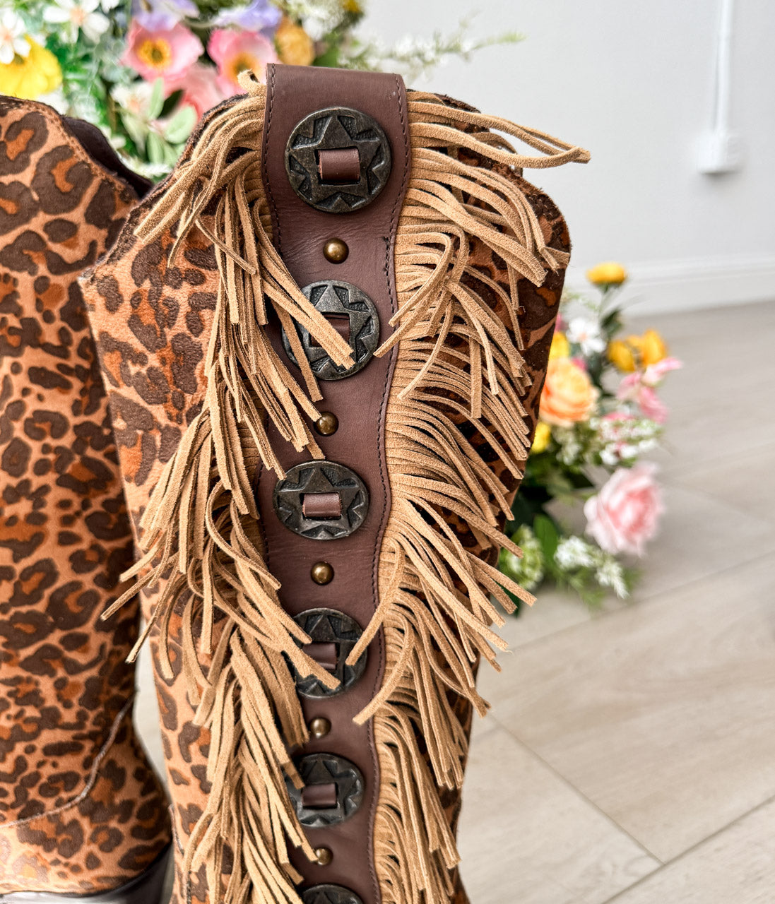 Rodeo Doll Fringe Boots in Leopard