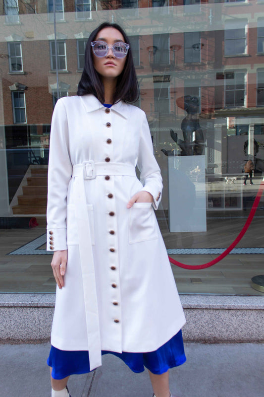 Monique White Coat – Women’s Elegant Long Coat