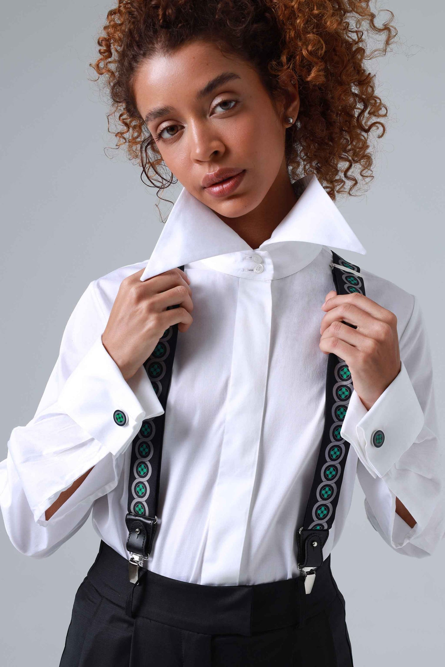 Meadow Green Floral Print Handmade Italian Cufflinks with Clear Resin